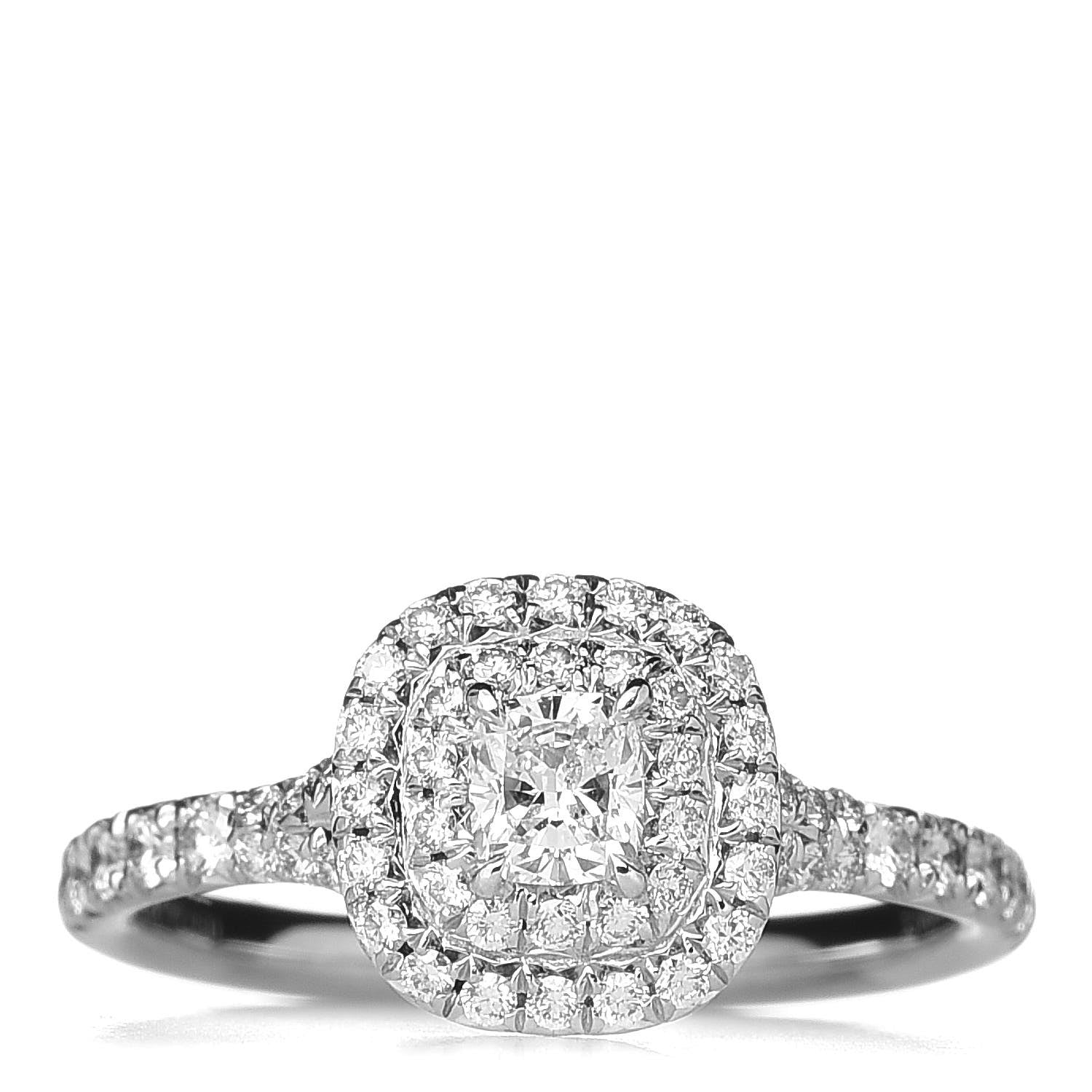 Tiffany Platinum Diamond .20ct Soleste Cushion Cut Double Halo Engagement Ring 49 4.75 1 of 7