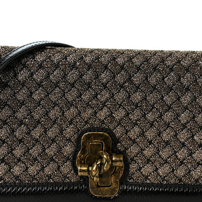 Bottega Veneta Metallic Wool Woven Patent Ayers Olimpia Knot Gold Black 7 of 10