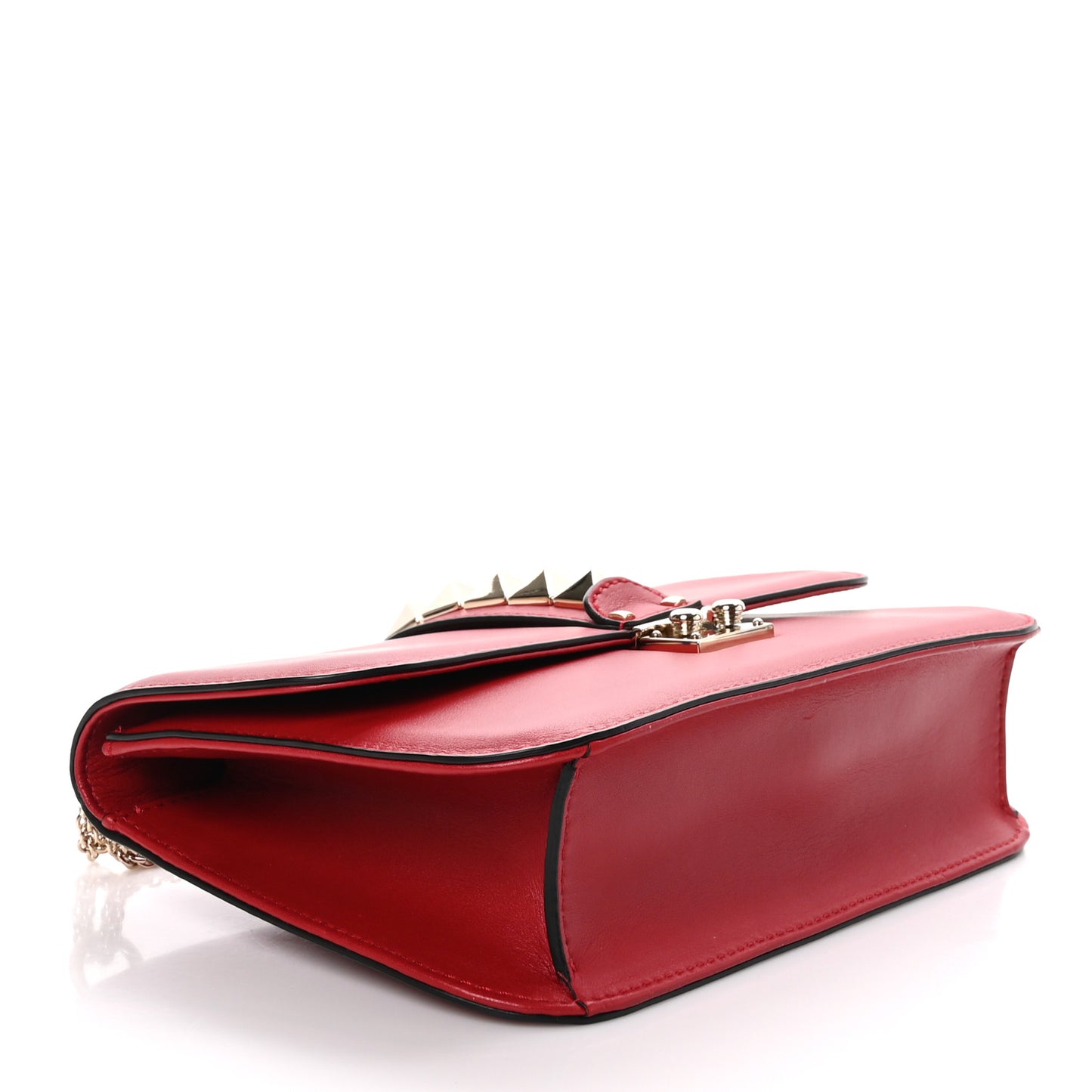 Vitello Medium Glam Lock Rockstud Flap Red
