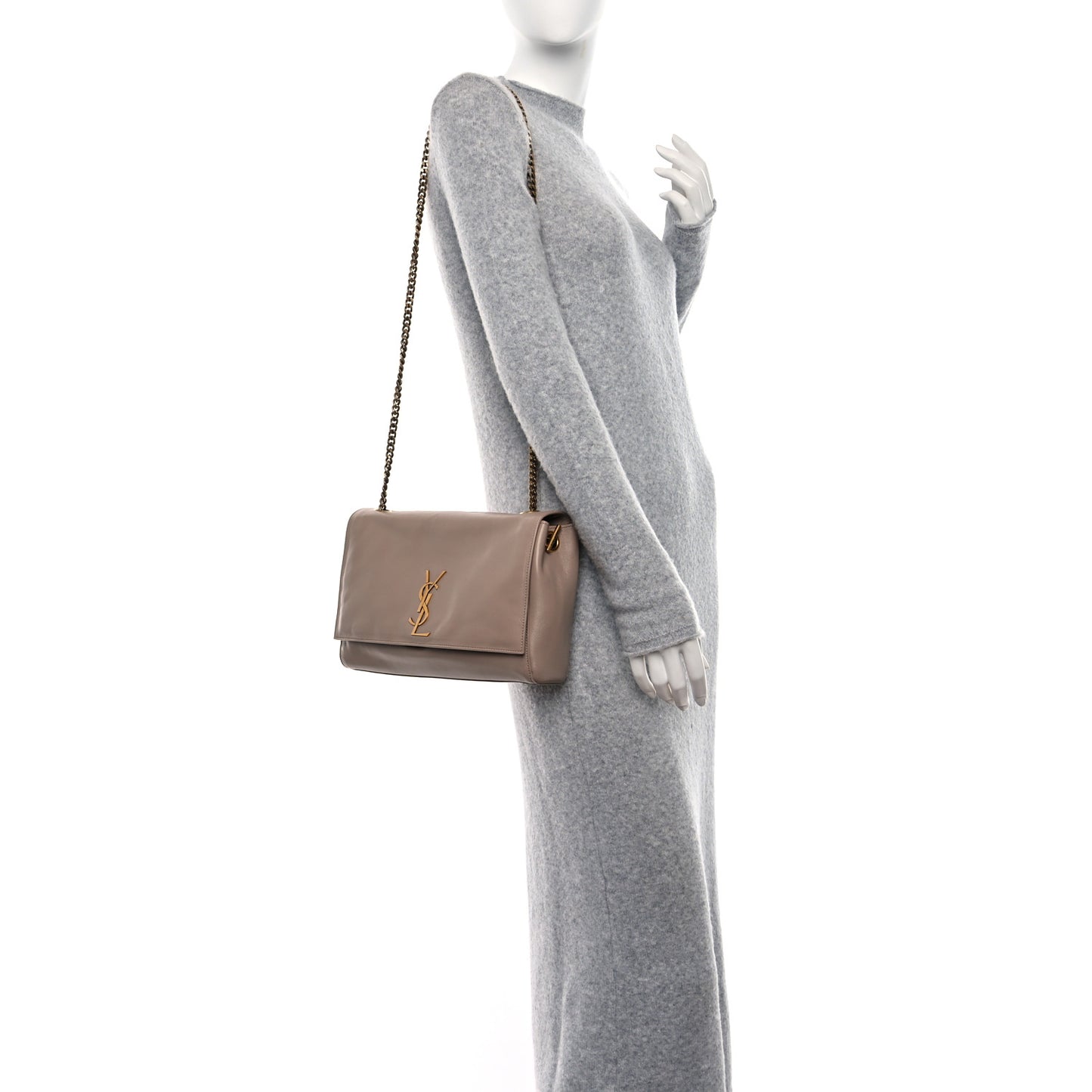 Smooth Calfskin Suede Medium Reversible Monogram Kate Satchel Rosy Sand