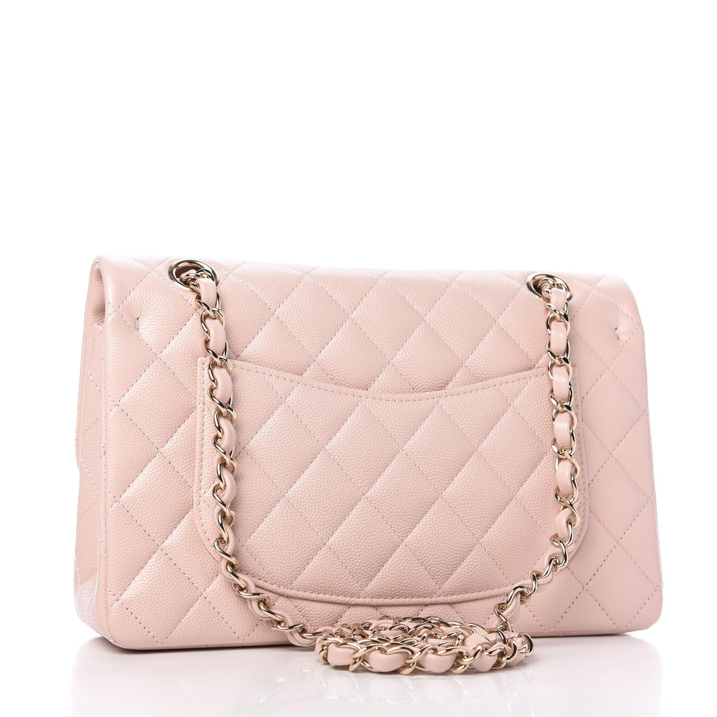 Caviar Quilted Small Double Flap Light Pink