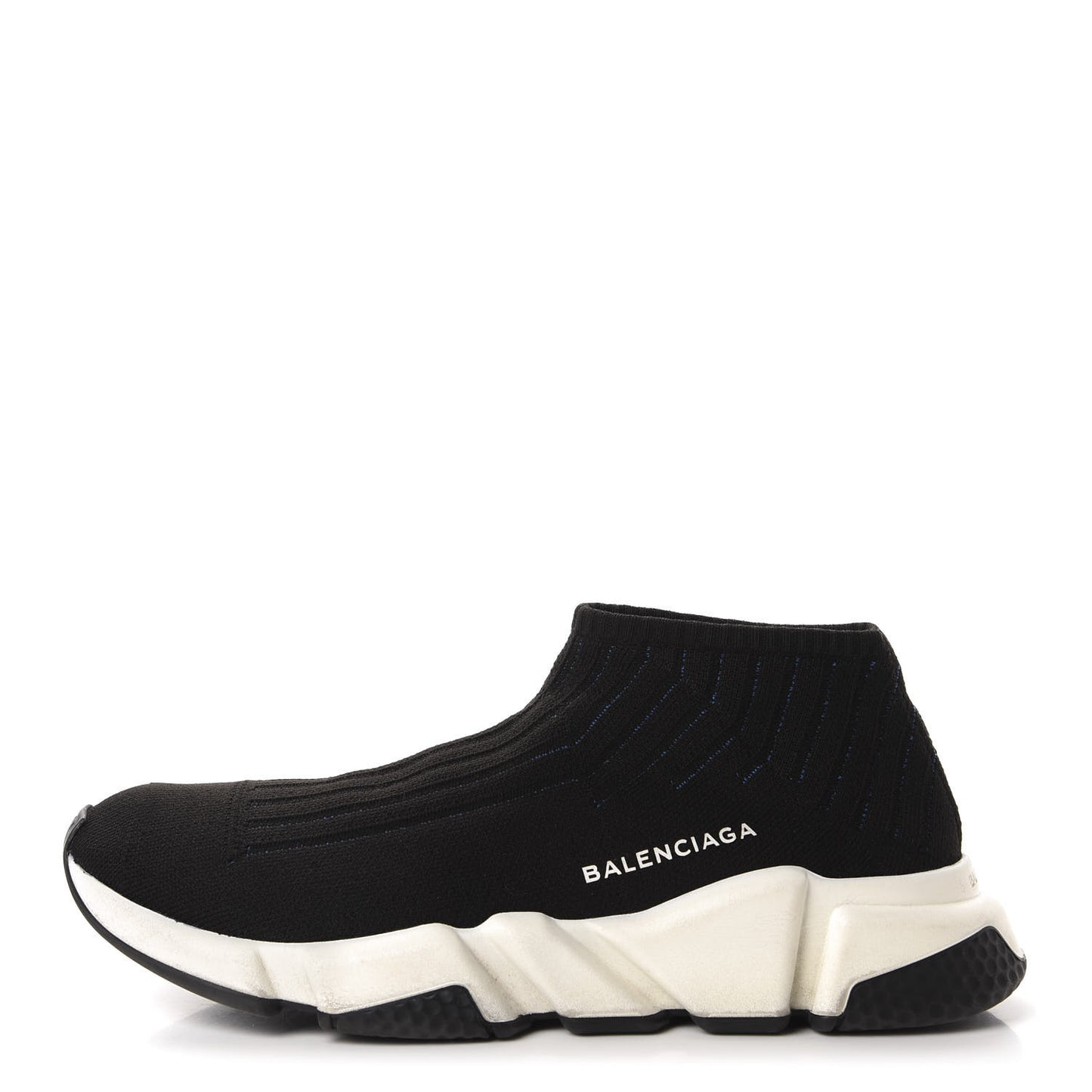 Ribbed Effect Knit Hi Speed Sneakers 40 Black Bleu
