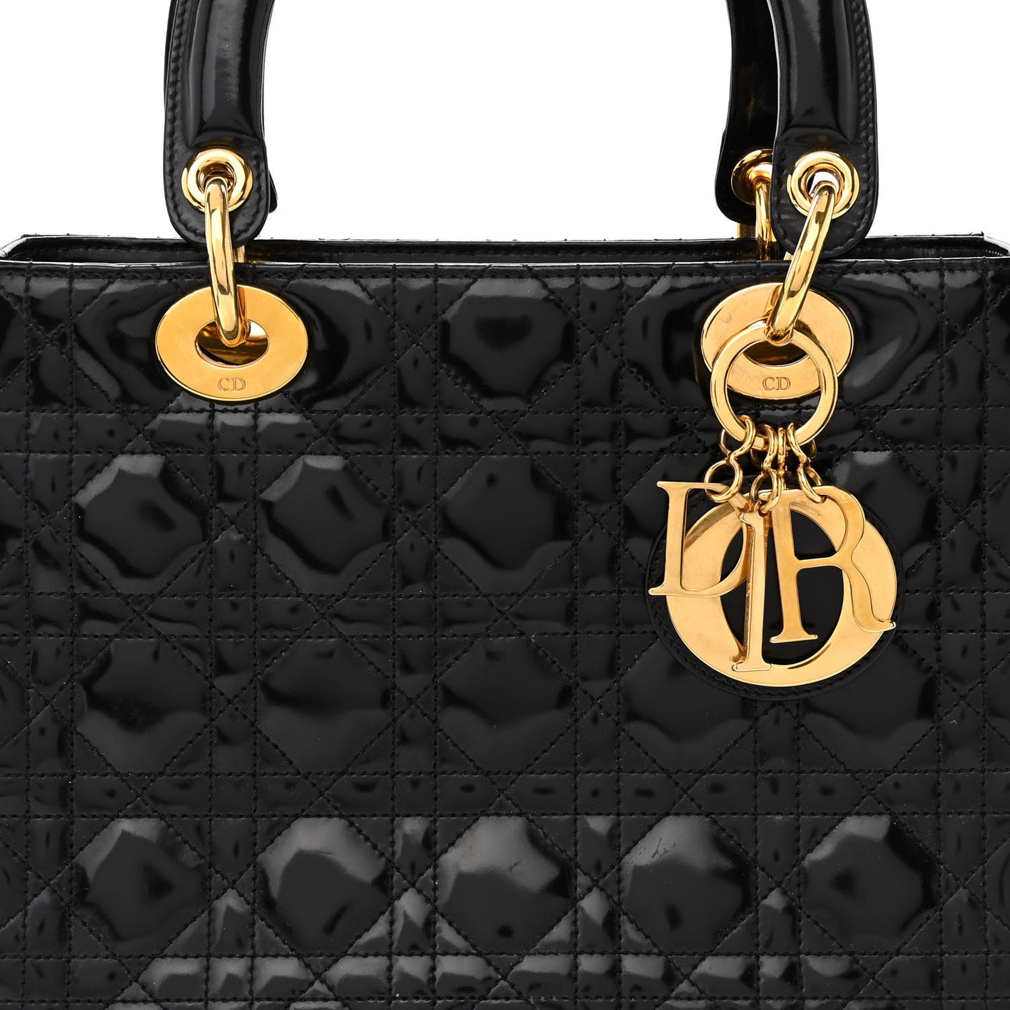 Patent Cannage Medium Lady Dior Black