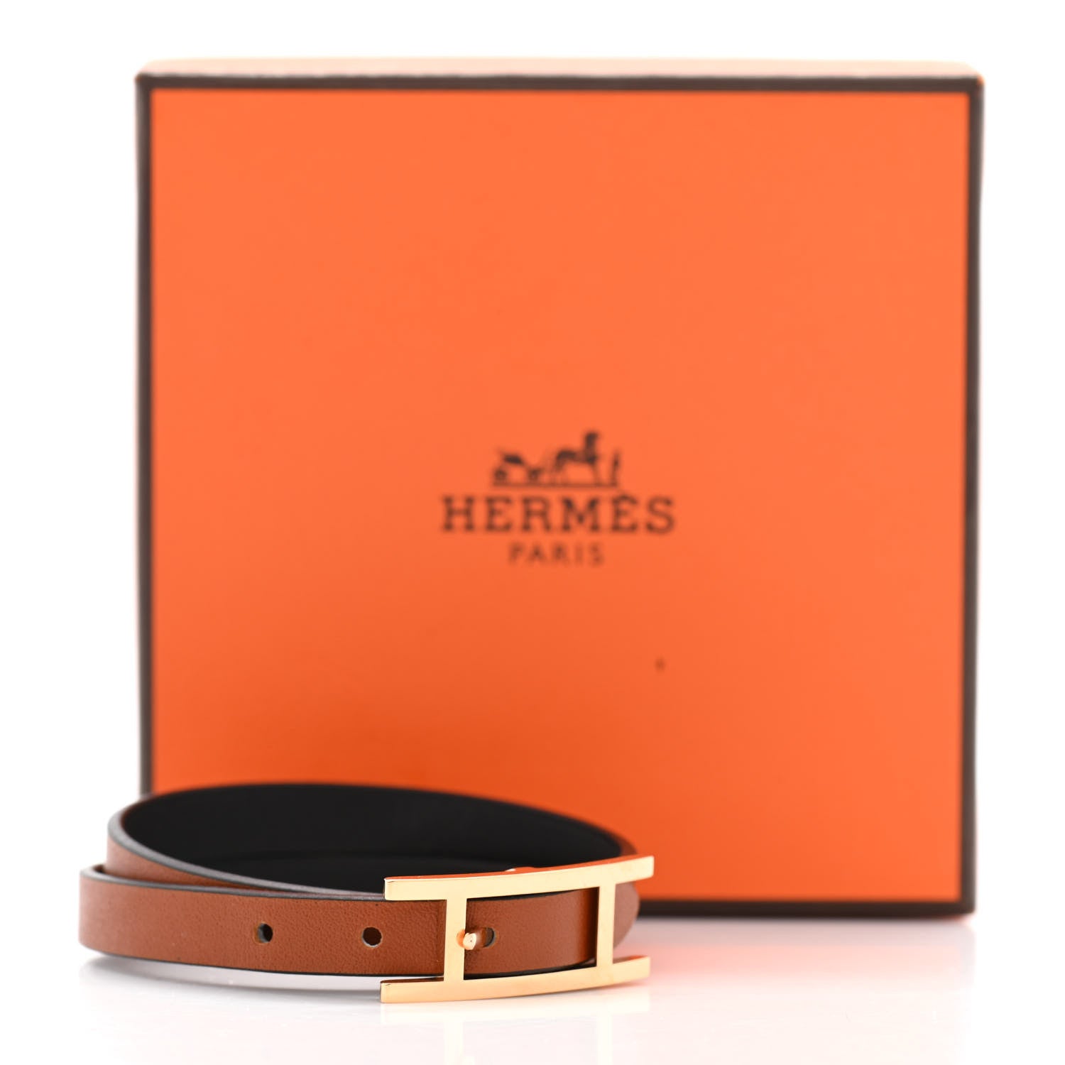Hermes Swift Behapi Double Tour Bracelet T2 Black Gold 7 of 7