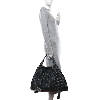 Gucci Calfskin Quilted Large Deco Tote Bag Black 2 of 12