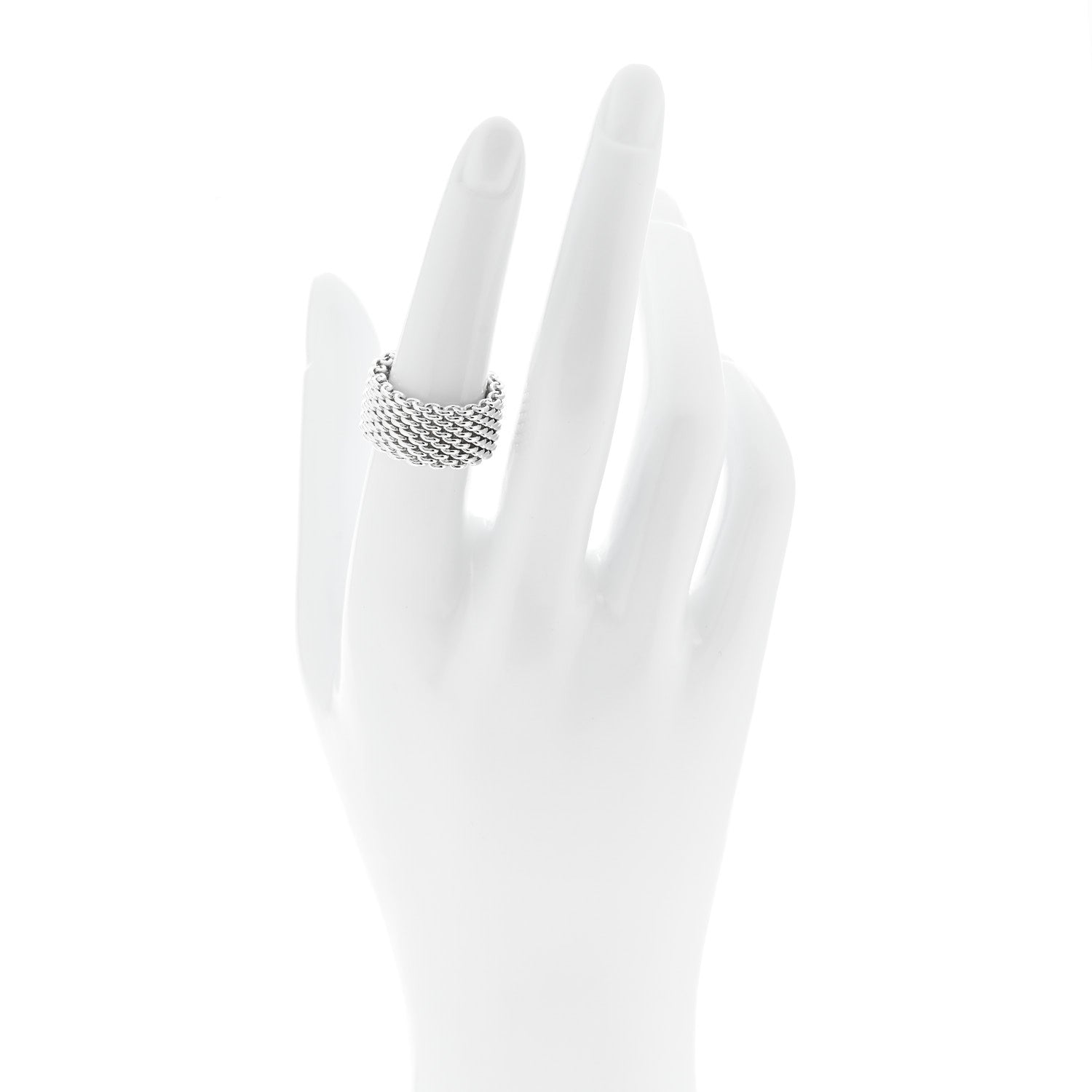 Tiffany Sterling Silver Somerset Mesh Ring 53 6.5 2 of 4