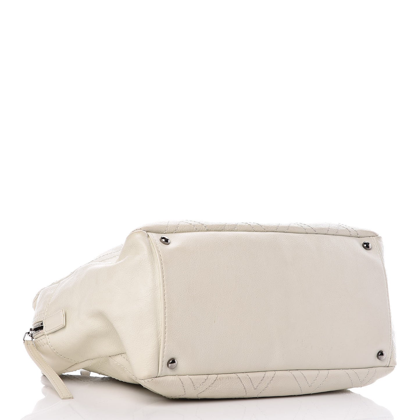 Calfskin Large Diamond Stitch Tote White