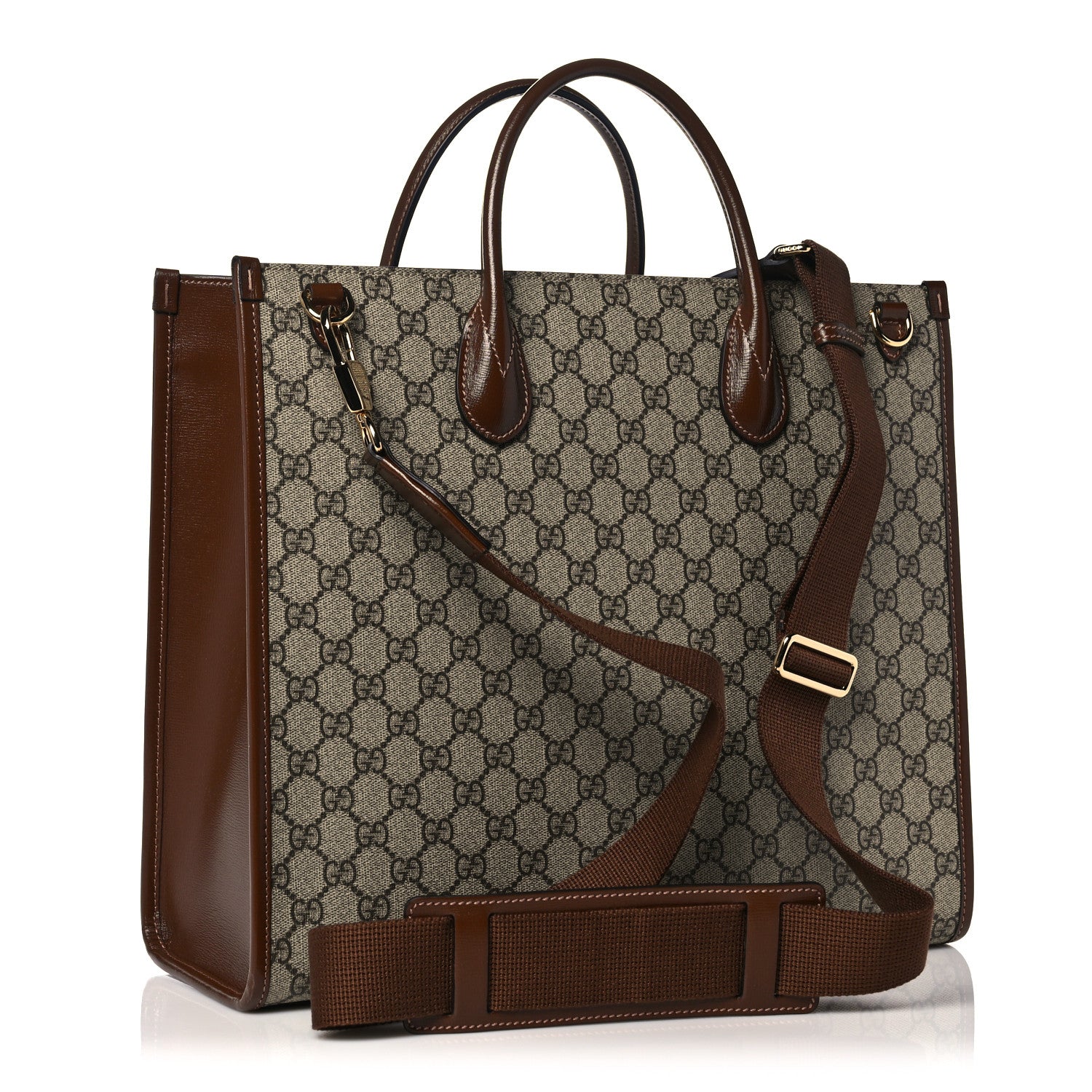 Gucci GG Supreme Monogram Azalea Calfskin Medium Retro Interlocking G Tote Bag Beige Ebony Brown Sugar 3 of 9