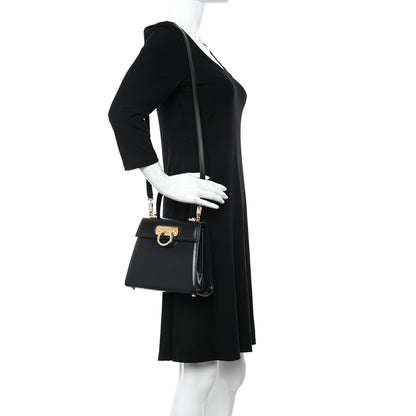 Salvatore Ferragamo Brushed Off Calfskin Iconic Top Handle Bag Black 2 of 11