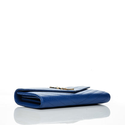 Saint Laurent Grain De Poudre Matelasse Chevron Monogram Wallet Royal Blue 4 of 7