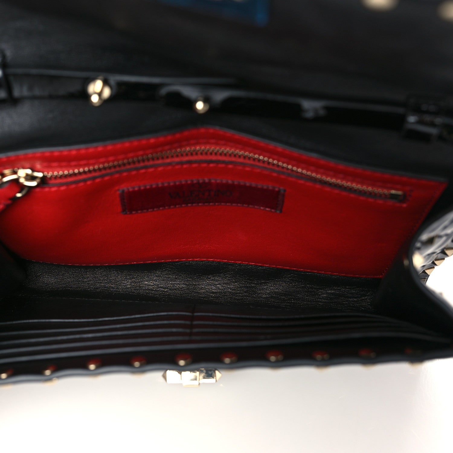 Valentino Garavani Patent Rockstud Spike Wallet on Chain Black 5 of 9