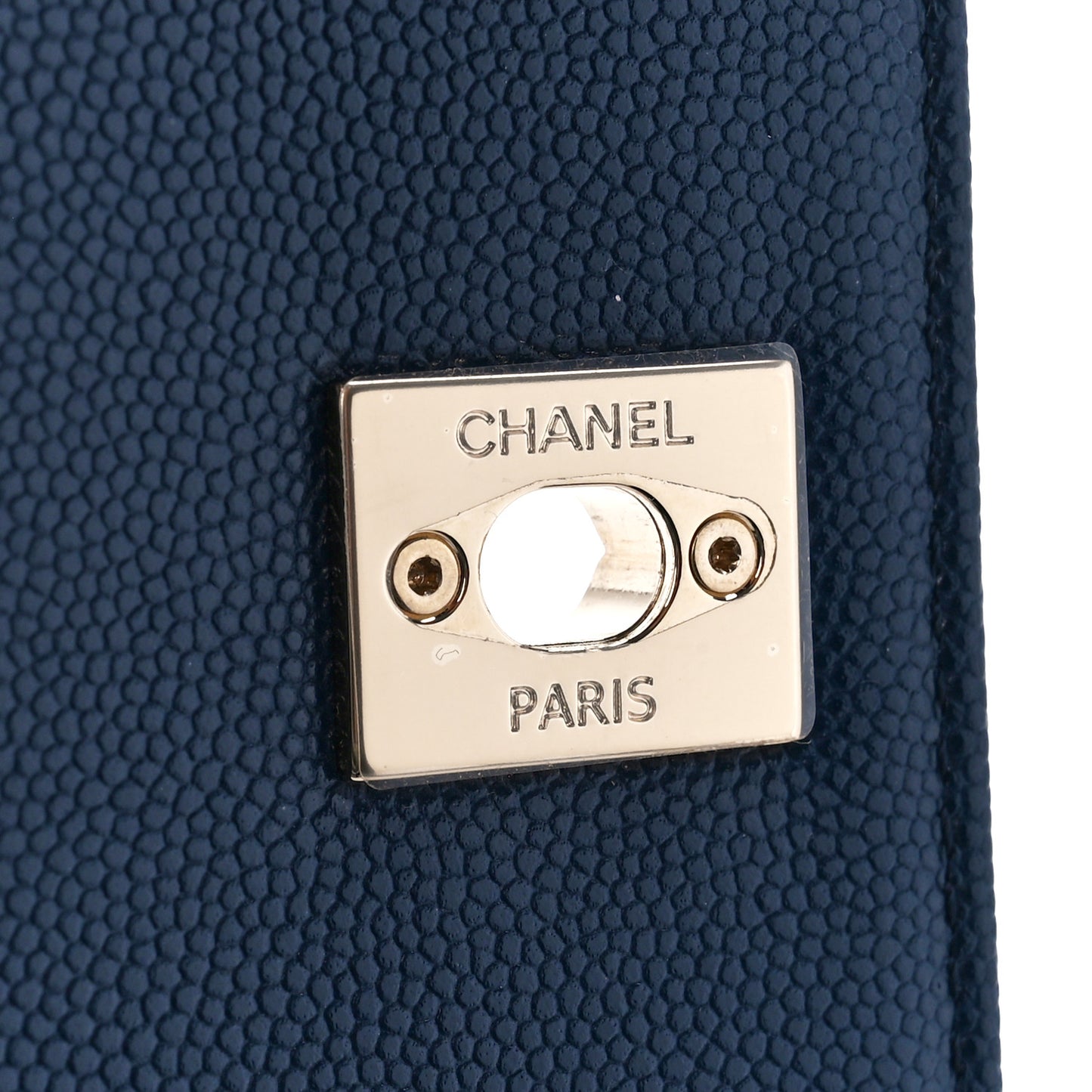 Caviar Quilted Lizard Embossed Mini Coco Handle Flap Navy Blue