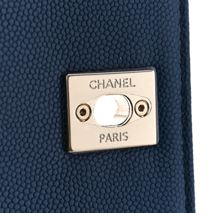 Chanel Caviar Quilted Lizard Embossed Mini Coco Handle Flap Navy Blue 6 of 12