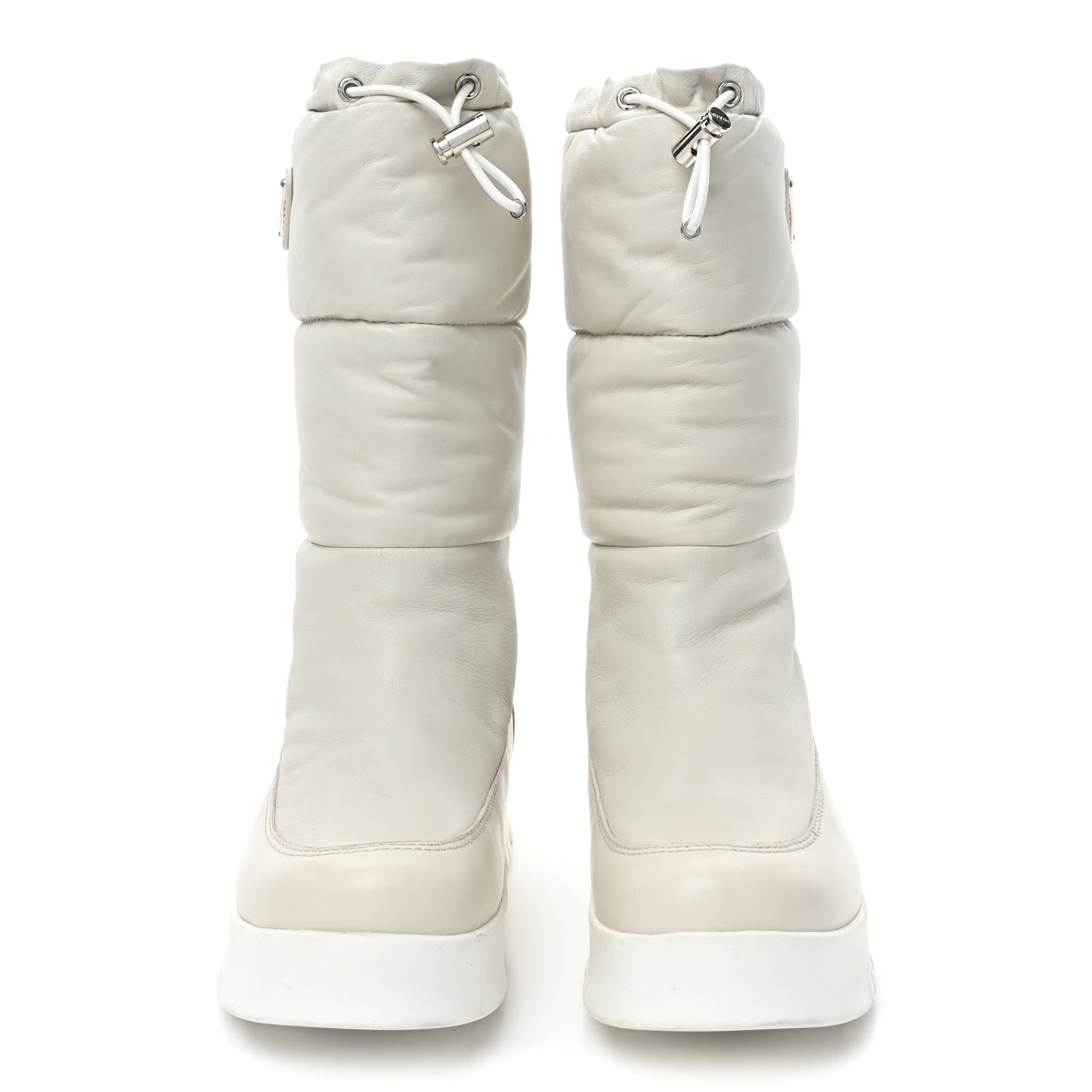 Nappa Metal Triangle Logo Padded Moon Boots 36.5 White