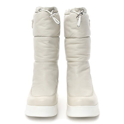 Prada Nappa Metal Triangle Logo Padded Moon Boots 36.5 White 2 of 9