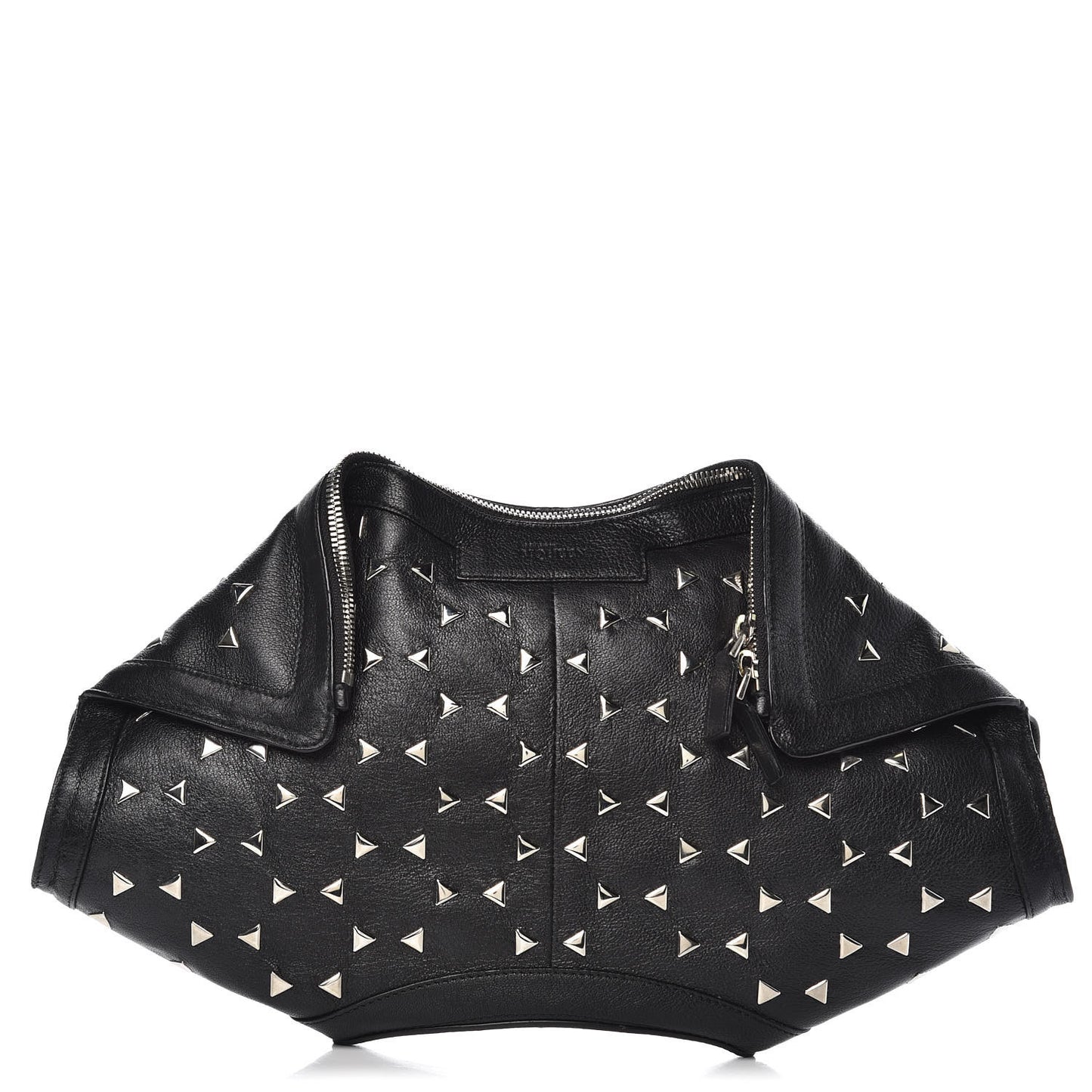 Calfskin Studded De Manta Clutch Black