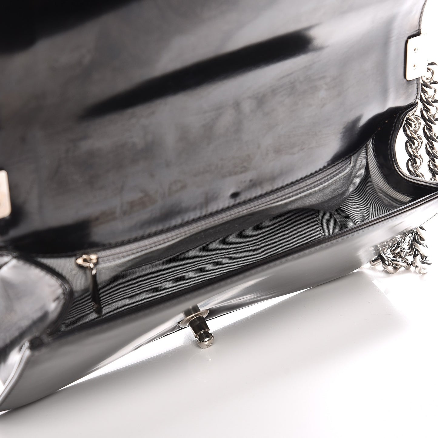 Glazed Calfskin Medium Boy Flap Black