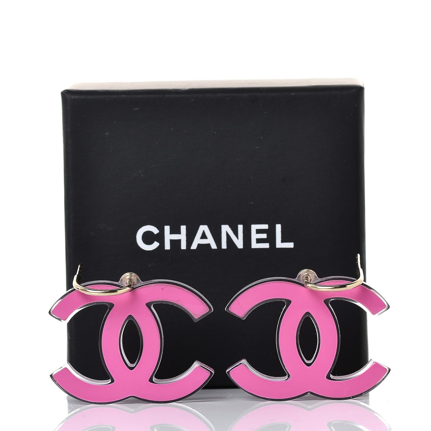 Lucite CC Drop Earrings Pink