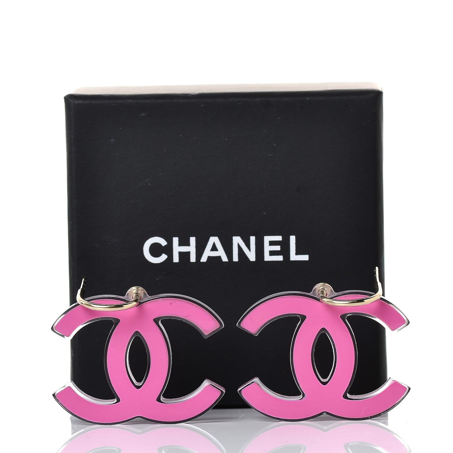 Chanel Lucite CC Drop Earrings Pink 4 of 4