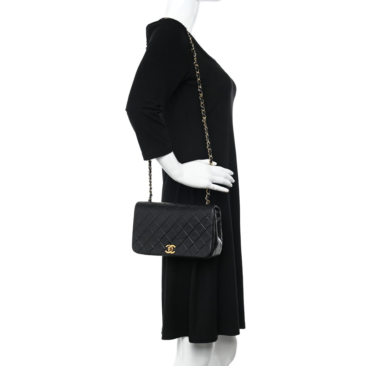 Lambskin Quilted Small Single Flap Black