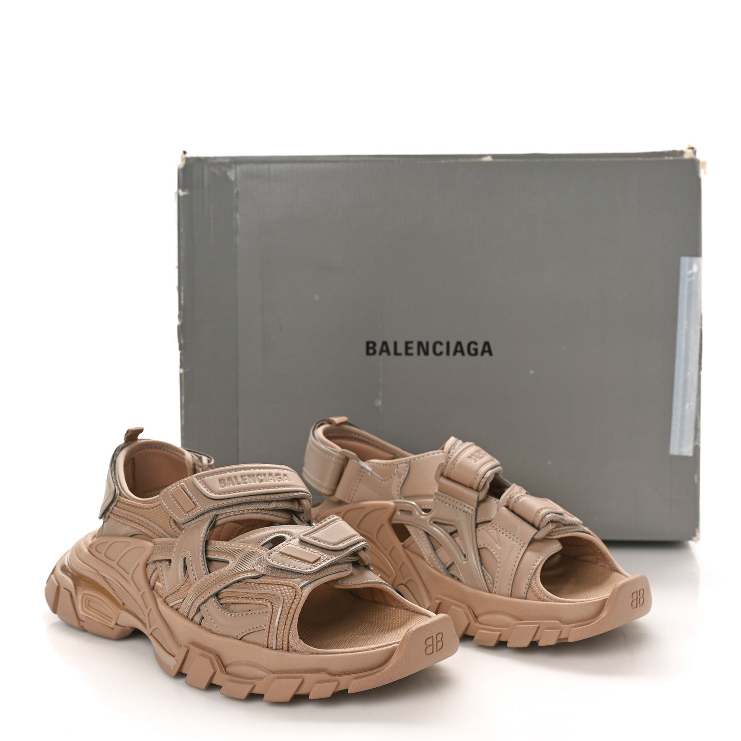 Balenciaga Neoprene Rubber Womens Track Sandals 37 Full Beige 9 of 9
