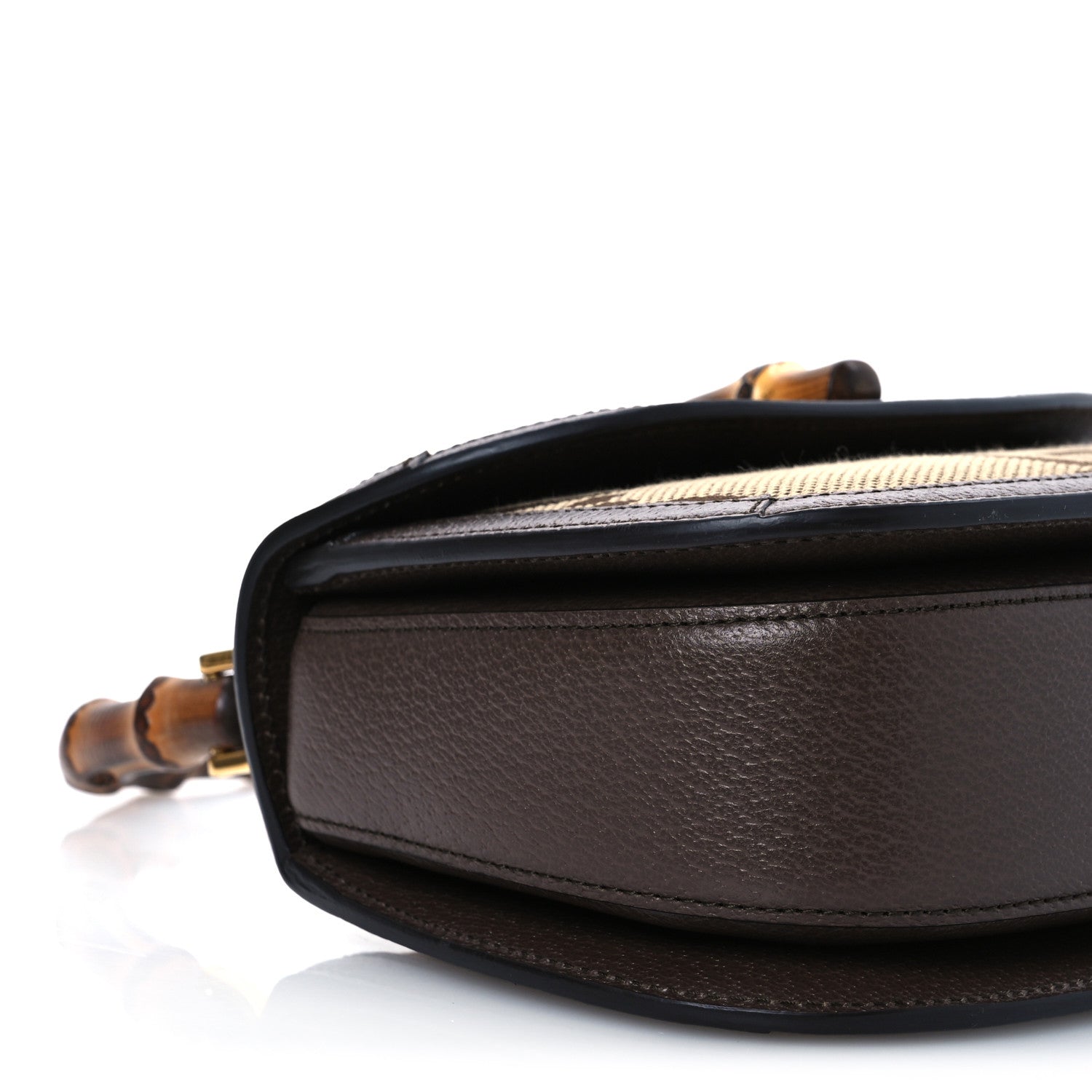 Gucci Monogram Jumbo GG Textured Dollar Calfskin Web Small Bamboo 1947 Top Handle Bag Camel Ebony New Acero 10 of 11