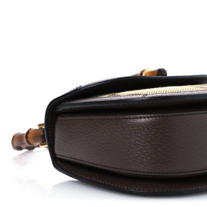 Gucci Monogram Jumbo GG Textured Dollar Calfskin Web Small Bamboo 1947 Top Handle Bag Camel Ebony New Acero 10 of 11