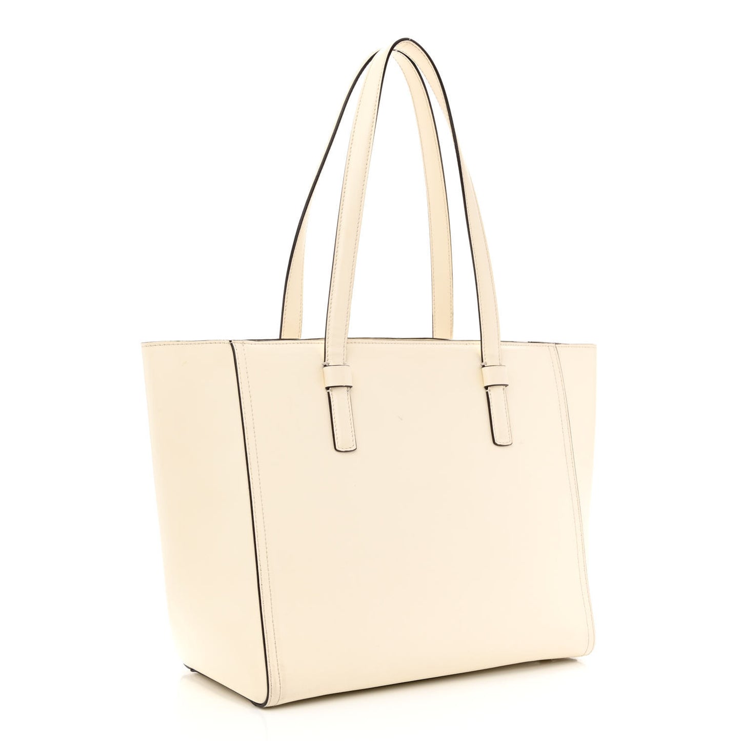 Calfskin Perforated Logo Bonnie Tote Ivory Black