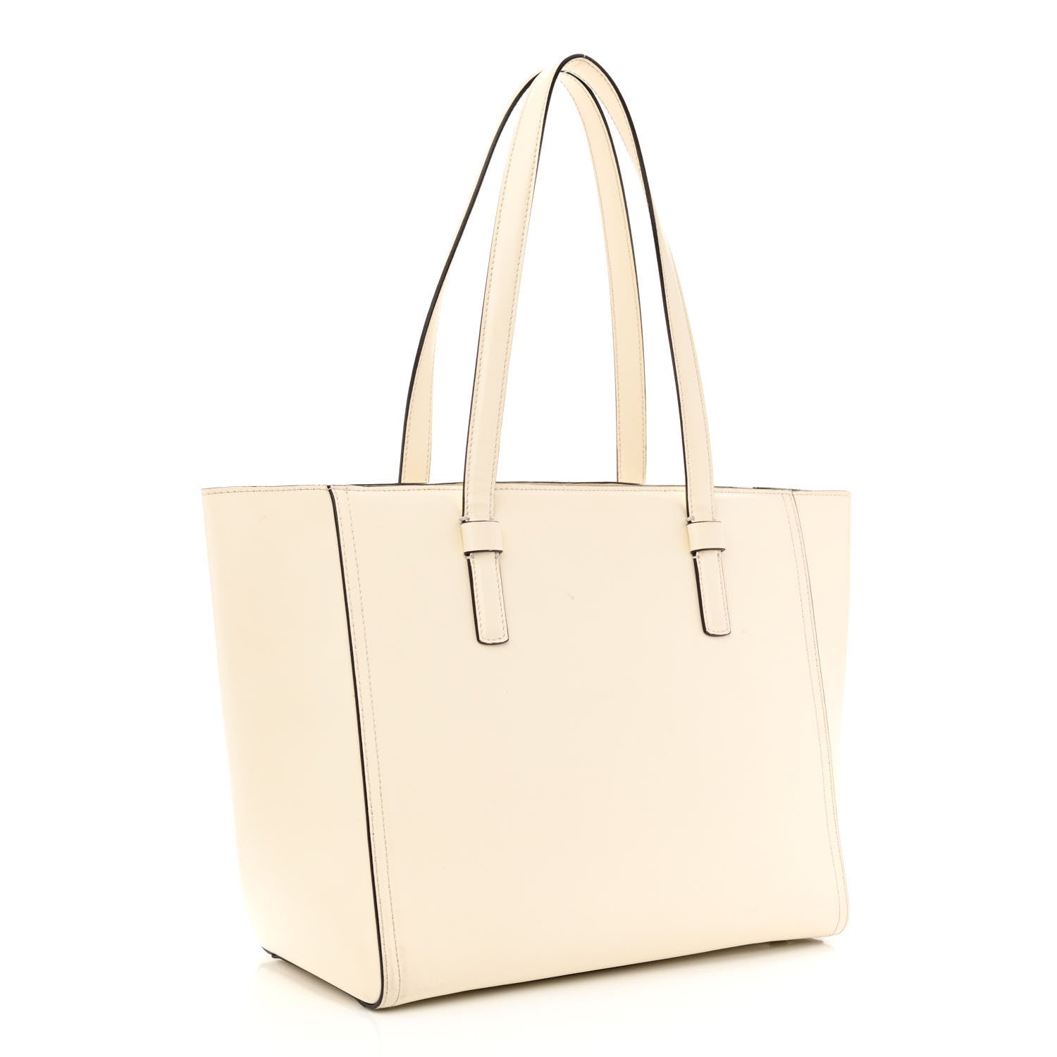 Salvatore Ferragamo Calfskin Perforated Logo Bonnie Tote Ivory Black 3 of 16