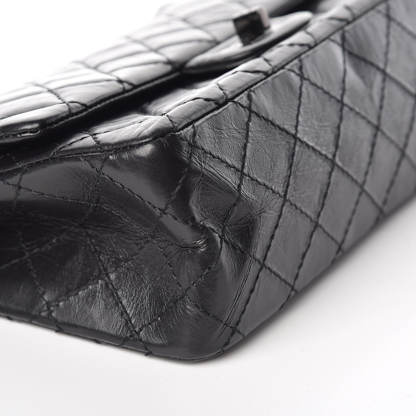 Aged Calfskin Quilted 2.55 Reissue 225 Flap So Black