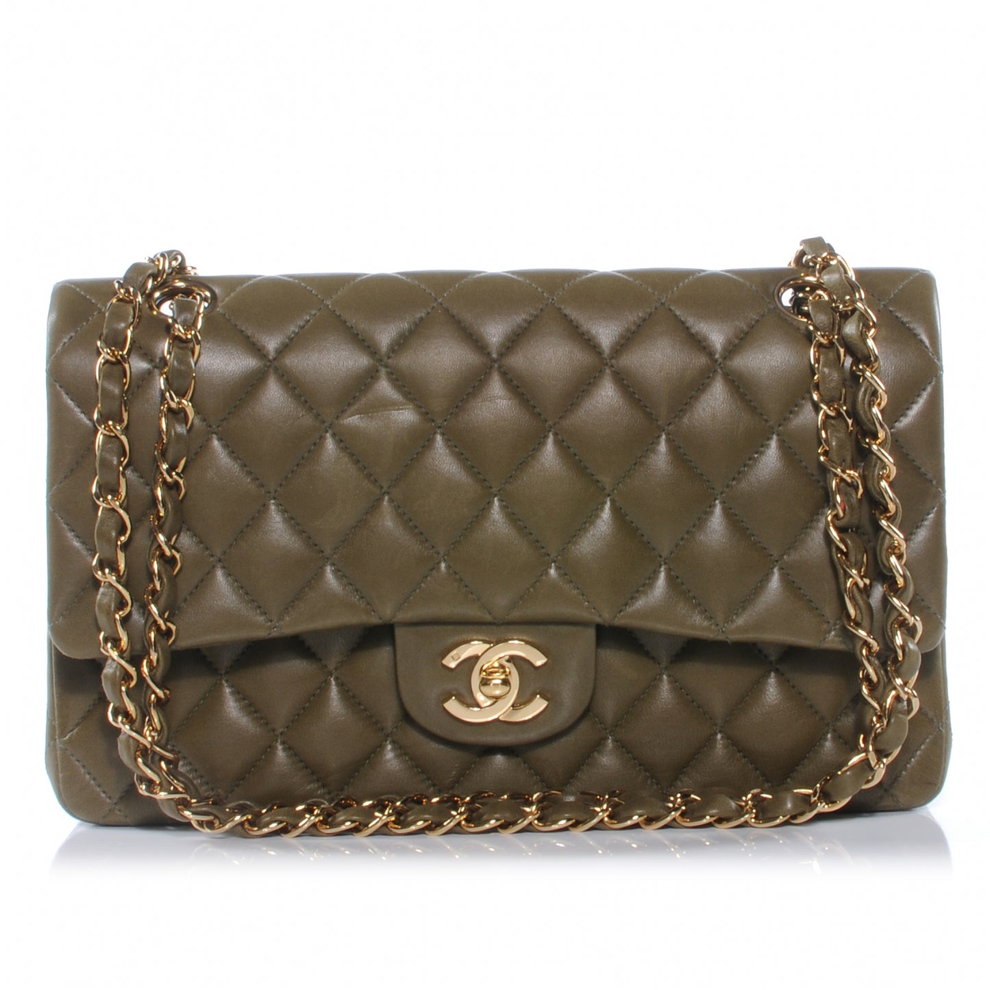 Lambskin Medium Double Flap Green