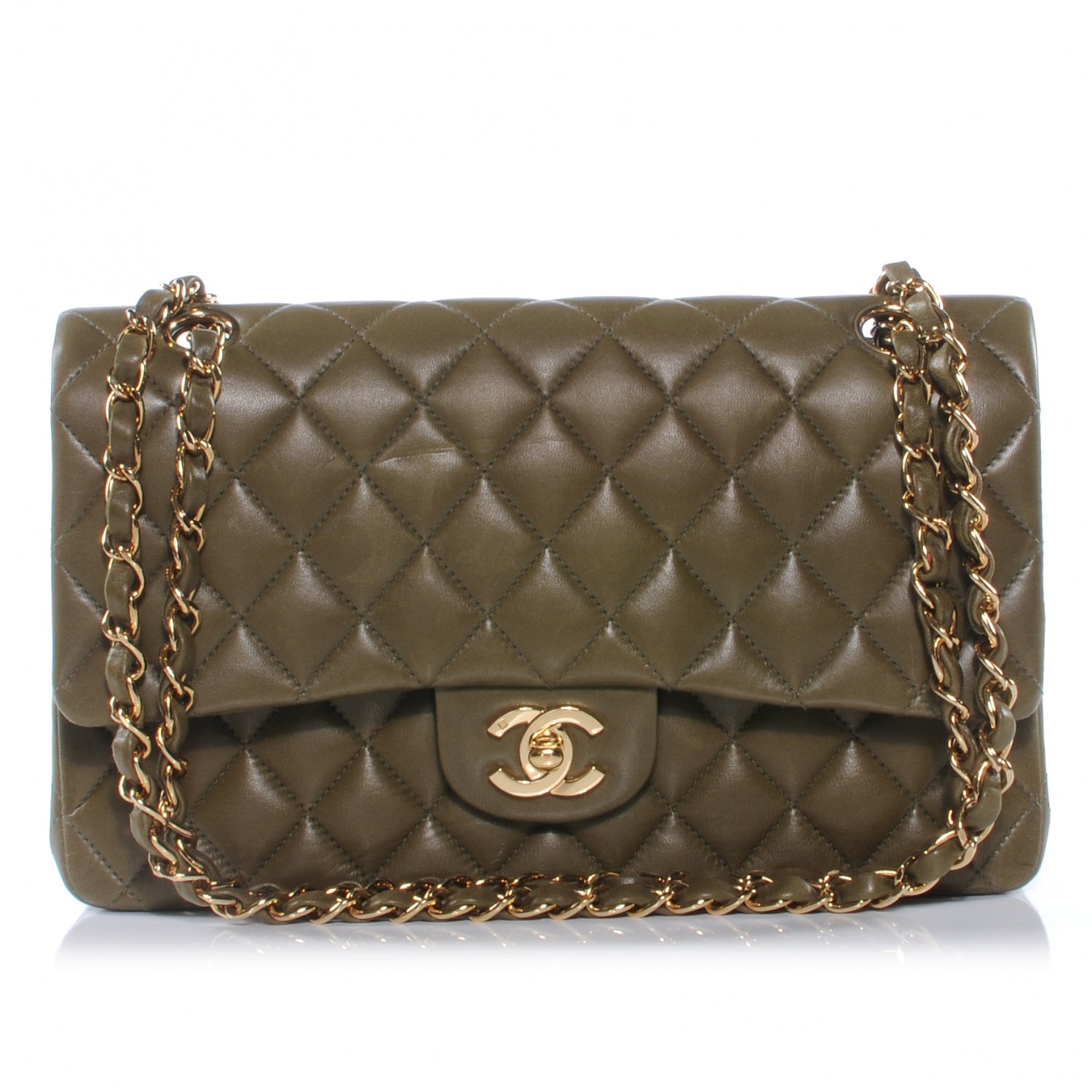 Chanel Lambskin Medium Double Flap Green 1 of 8