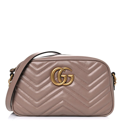 Gucci Calfskin Matelasse Small GG Marmont Chain Shoulder Bag Porcelain Rose 1 of 12