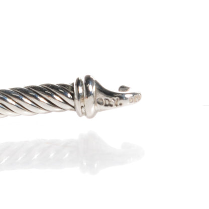 David Yurman Sterling Silver Diamond Blue Topaz 3mm Petite Wheaton Bracelet 5 of 6