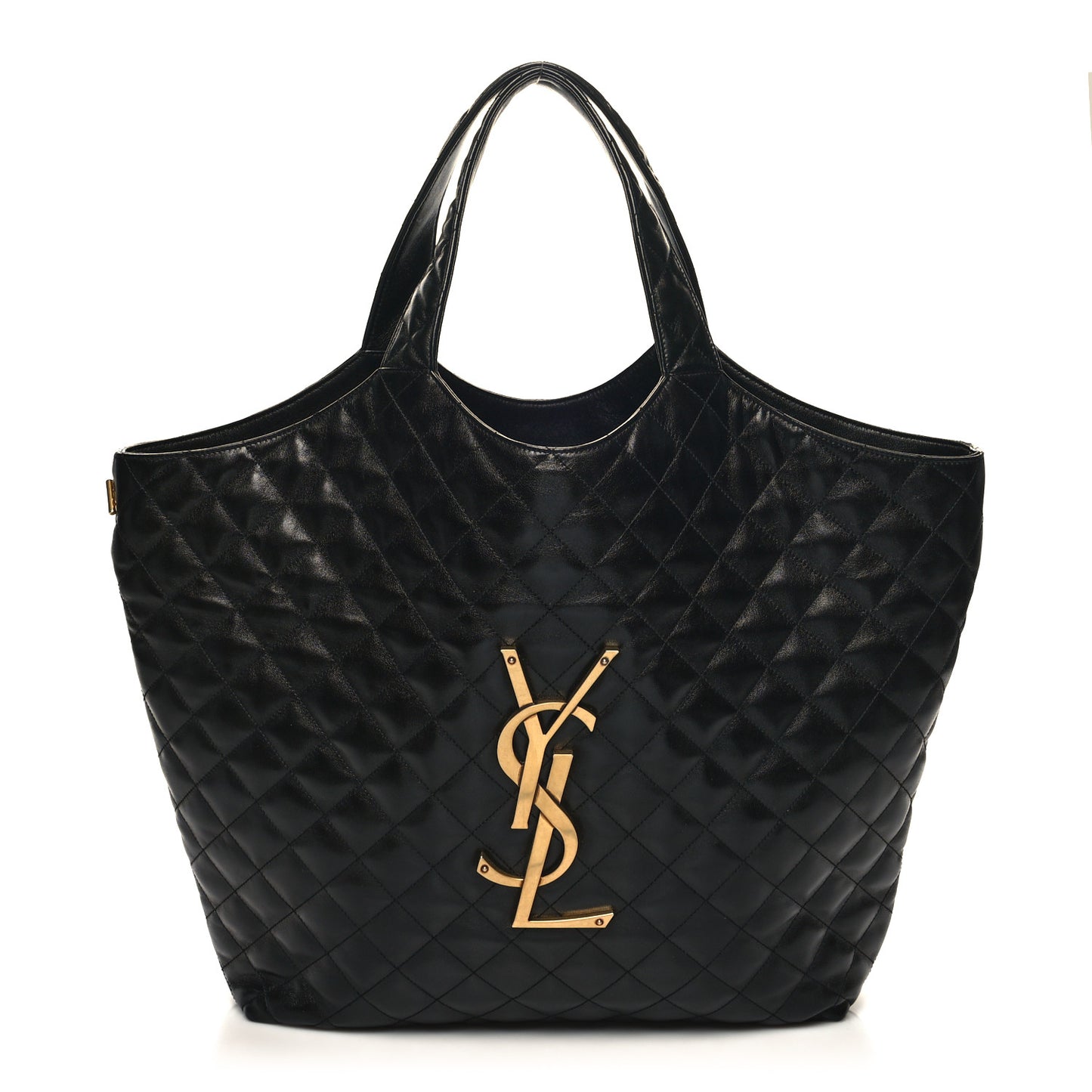 Lambskin Quilted Maxi Icare Shopping Tote Black