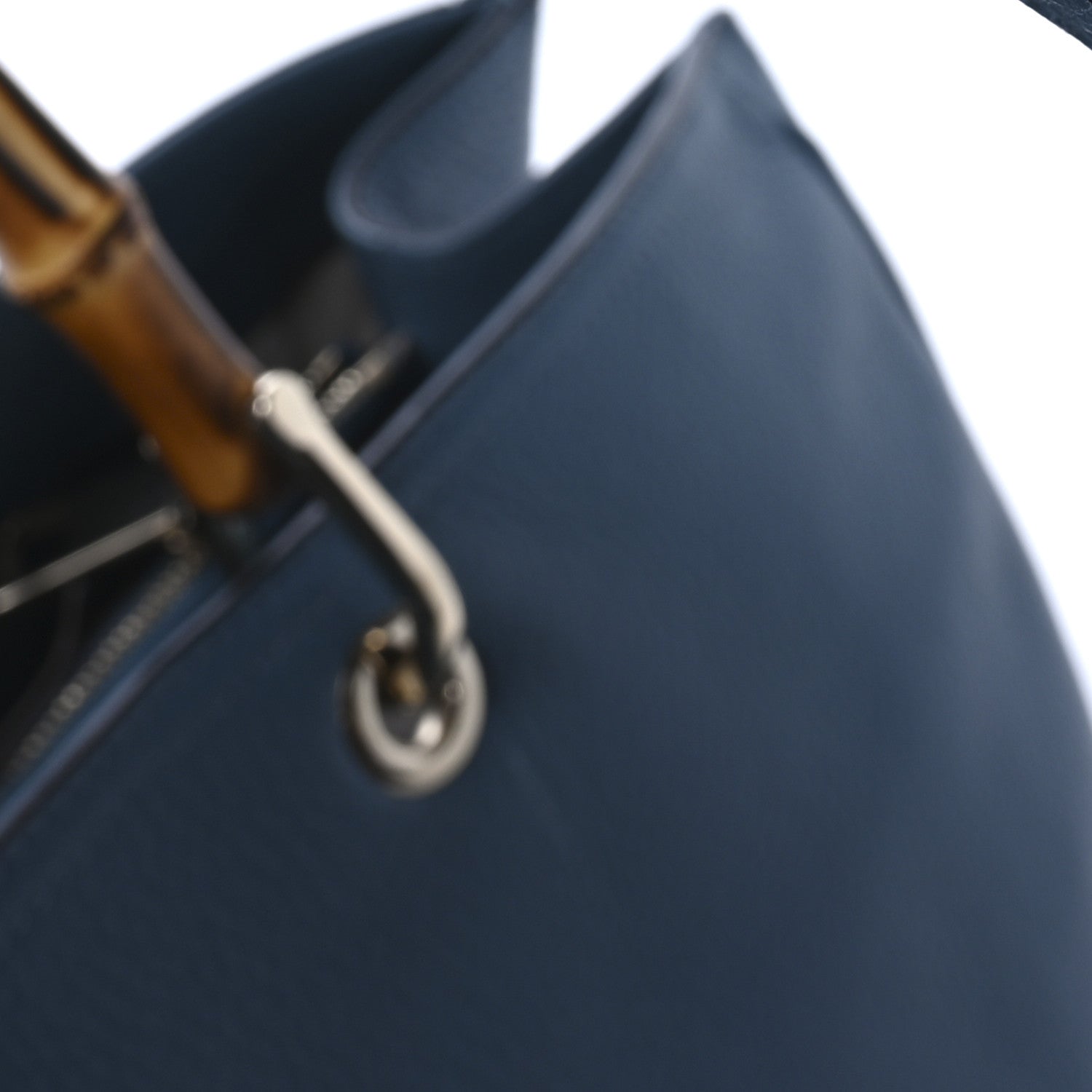 Gucci Pebbled Calfskin Large Bamboo Shopper Tote Light Blue 10 of 12