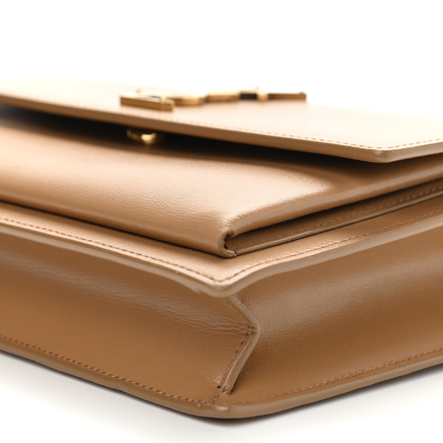 Saint Laurent Smooth Calfskin Medium Monogram Sunset Satchel Natural Tan 6 of 11