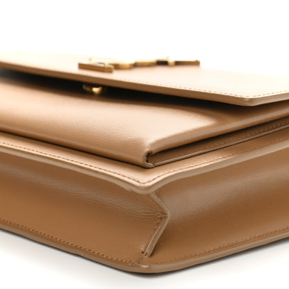 Saint Laurent Smooth Calfskin Medium Monogram Sunset Satchel Natural Tan 6 of 11