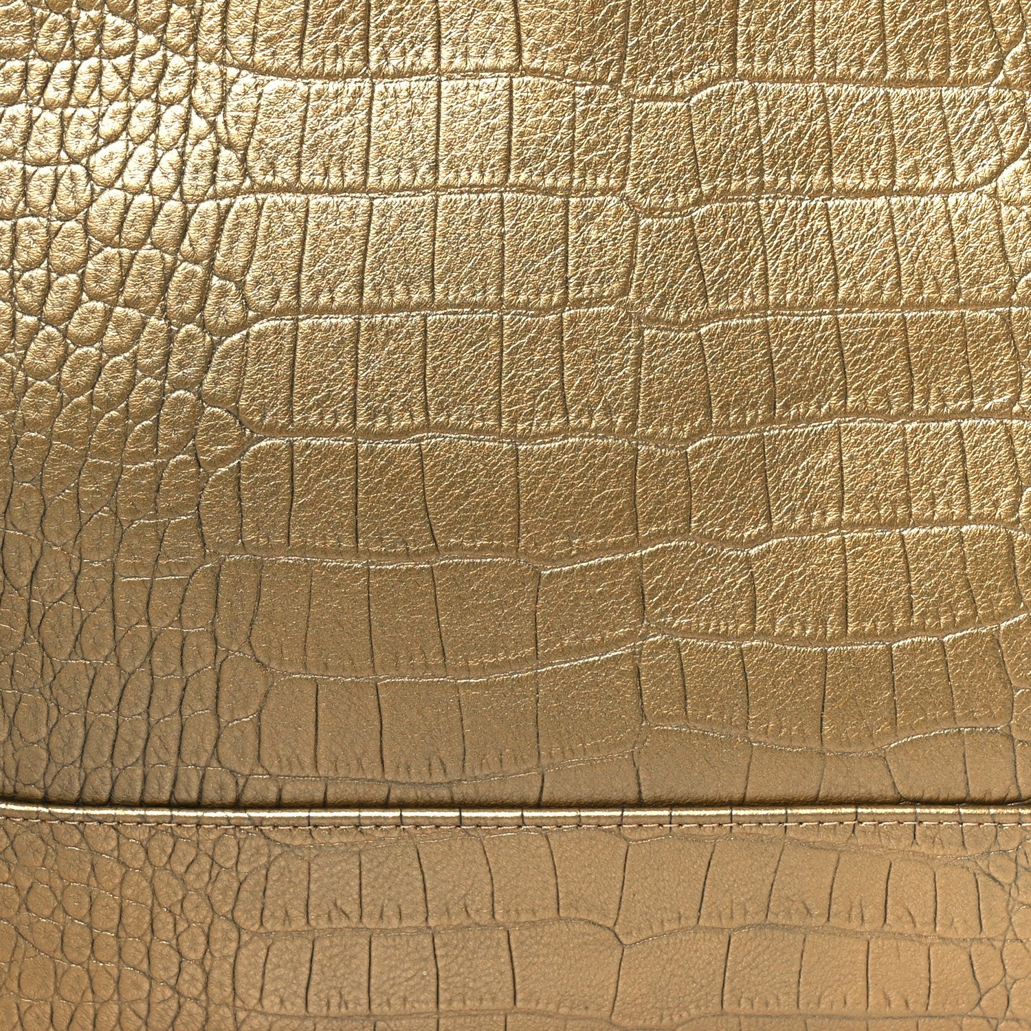 Chanel Metallic Calfskin Crocodile Embossed Medium Gabrielle Cosmetic Case Gold 8 of 8