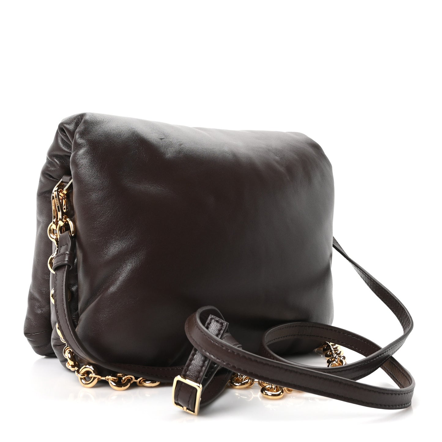 Lambskin Goya Puffer Bag Dark chocolate