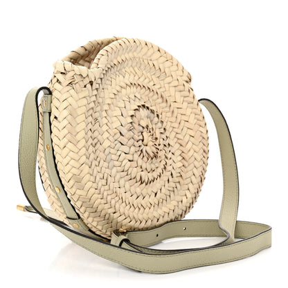 Chloe Raffia Small Grain Calfskin Small Marcie Basket Crossbody Faded Green 3 of 10