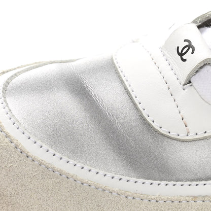 Chanel Calfskin Fabric Sneakers 40 White Silver Fluo Pink 9 of 14