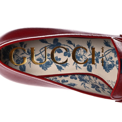 Gucci Goatskin Feline Ginger Loafer Pumps 37 Hibiscus Red Blue 8 of 8