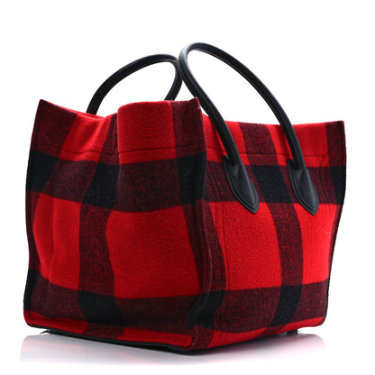 Celine Wool Tartan Medium Phantom Luggage Red 2 of 9