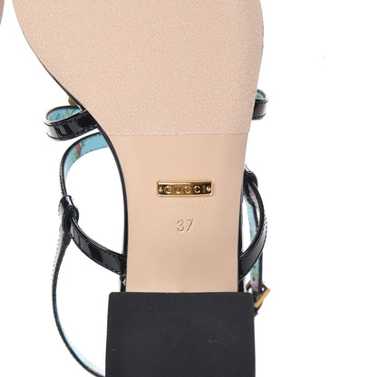 Gucci Patent Calfskin Bee Thong Sandals 37 Black 6 of 9