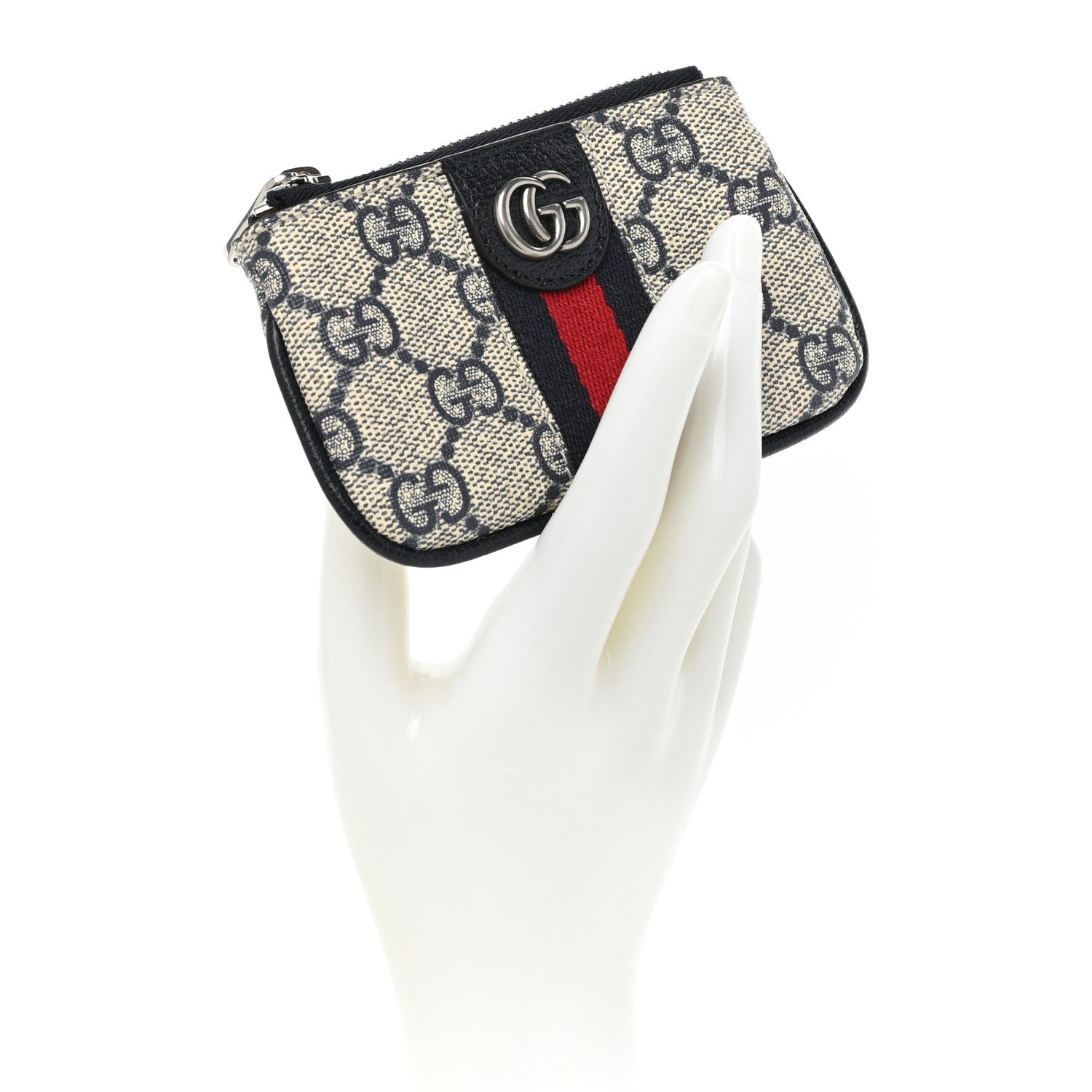 Gucci GG Supreme Monogram Web Ophidia Key Case Beige Blue 2 of 9