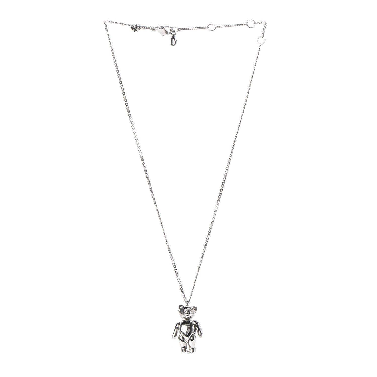 Christian Dior Teddy Bear Necklace Silver 3 of 7