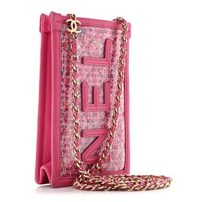 Chanel Tweed PVC Lambskin Clutch With Chain Pink 2 of 11