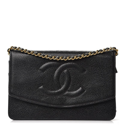 Chanel Caviar Timeless CC Wallet On Chain WOC Black 1 of 9