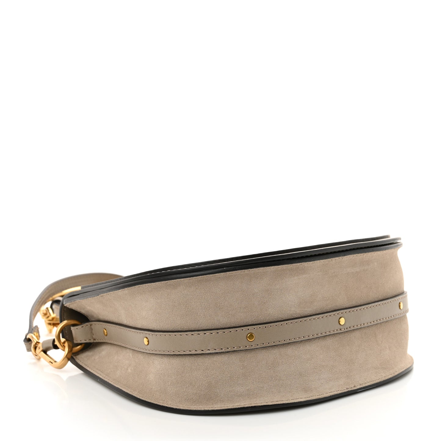 Calfskin Suede Medium Nile Bracelet Bag Motty Grey